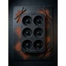 Tasarım Evi 6 Gözlü Desenli Silikon Muffin Kek & Çikolata Yapma Kalıbı (17X30 Cm) – Isıya Dayanıklı, Esnek