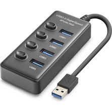 Uravas Store USB 3.0 Hub Anahtarlı 4 Port 5 Gbps - Siyah HDX7048