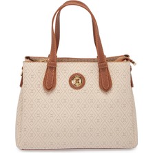 Tergan Bej Print Kadın Omuz Çantası - S25K1PR09159-E52