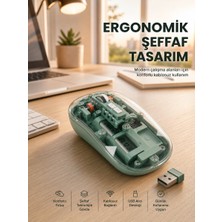 Marsilyan Bluetooth ve 2.4g USB Destekli Pilli Kablosuz Şeffaf Mouse Yeni Nesil - MCT5865-6795