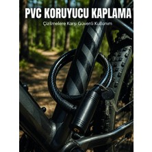Renas Store 12 mm Pvc Kaplamalı Bisiklet Kilidi 80 cm Anahtarlı Çelik Halat Kilit 2 Anahtarlı Güvenlik Kilidi