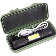Renas Store Taktik El Feneri USB Şarj Edilebilir Kamp Feneri Cob Zumlanabilir Mini Taşınabilir El Feneri WS-5454