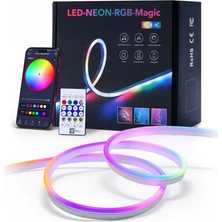 Renas Store Rgb Kumandalı Sese Duyarlı Animasyonlu Neon Şerit Hortum LED USB ve App Uyumlu 5 Metre