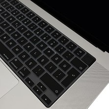 Bg Store MacBook Türkçe Q Klavye Koruyucu M1-M5 | Air 13.6 A2681 A3113 A3240 A3449 | Pro 14 A2442 A3426 A3434 | Pro 16 A2485 A3429 | Neo 13 Ultra Ince Silikon Keyboard Cover Touch Id Protector Siyah
