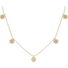 Eva Pırlanta Flower Sallantılı Kolye 718909 Gold