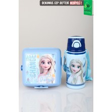 x Dekomus Lisanslı Elsa Frozen Ice Princess Collection 500 ml Çelik Matara ve Beslenme Kabı Seti