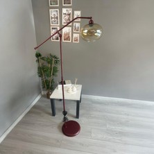 Bamyum Solvia Cam Bal Rengi Vişne Gövde F Kol Lambader Modern Oturma Odası