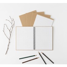 Esila Kağıtçılık Kraft Kapaklı Kareli Defter A5 | Göz Yormaz | 70 Yaprak | Geri Dönüşüm | Vintage