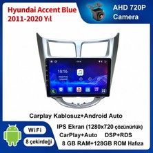 SBAID Hyundai Accent Blue 2011-2020 Yıl Uyumlu 8GB Ram 128GB Rom Hafıza Android Kablosuz Carplay Navigasyon Multimedya 9 Inç Ekran Hediye Görüş Kamerası Hediye Çerçevesi