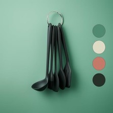 Bg Store 5'li Silikon Mutfak Seti – Kaşık, Kepçe, Spatula, Yağ Fırçası | Renkli Pişirme Seti | Isıya Dayanıklı | Mutfak Gereçleri (Renk Stok Durumuna Göre Gönderilir)