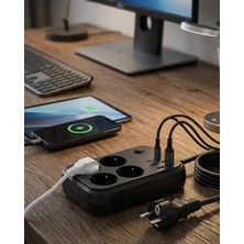 Renas Store Çoklu Priz ve USB Şarj Ünitesi 4 Soket 2 Type C Güvenli Enerji Yönetimi