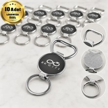 BK Gift Logonuza Özel 10 Adet 6603 Tek Taraf Lazer Baskılı Metal Açacak Anahtarlık