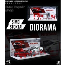 Moreart MO641077 1:64 Nissan Automobile Repair Workshop Dioraması Model Araç Servis Garajı