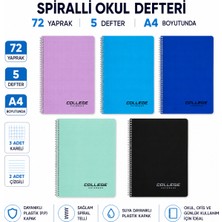 Fly Color 5'li Spiralli Okul Defteri Seti A4 72 Yaprak Plastik Pp Kapak