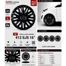 Drs Tuning Renault Uyumlu 16 Inc Kırılmaz Parlak Siyah Jant Kapağı 1 Takım 4 Adet NO:412