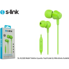S-Link SL-KU160 Mobil Telefon Uyumlu Yesili Kulak Içi Mikrofonlu Kulaklık