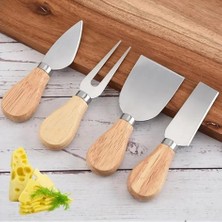 Bg Store 4 Parça Akasya Ahşap Peynir Sunum Seti ve Bıçak Takımı - 29X18 cm Şarküteri ve Ikramlık Tahtası - Paslanmaz Çelik Peynir Bıçakları (Akasya - 4'lü Bıçak Seti)