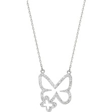 Eva Pırlanta Iki Kelebek Kolye 718911 Silver