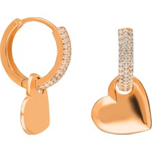 Eva Pırlanta Zirkon Taşlı Kalp Küpe 717062 Rose