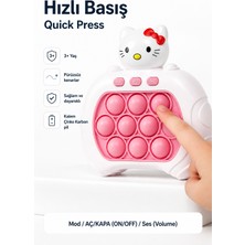 Bbsky Hızlı Basmalı Pop Game Kitty Işıklı Sesli Pilli Pop It Toy Eğitici El Konsolu Stres Oyuncağı