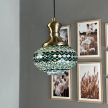 Bamyum Noura Mozaik-A Cam Tekli Avize Eskitme Tokmak Başlık Retro Sarkıt Lamba Salon Aydınlatma
