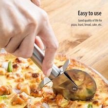 Bg Store Paslanmaz Çelik Pizza Ruleti, Hamur Kesici, Profesyonel Mutfak Aleti 20 cm Pizza Kesici Tekerlek Yapışmaz Bıçak,çelik Pizza Bıcağı