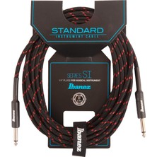 Ibanez SI20-BW 20 Ft 2 Straight Plugs Standart Dokuma Enstrüman Kablosu - Siyah/şarap Kırmızısı