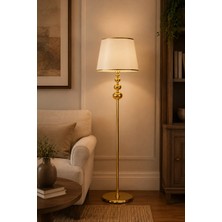 Venüs Nova Venüs Vega Üç Top | Modern Gold Metal Lambader | Krem Gold Şerit Kumaş Başlık | Ayaklı Aydınlatma