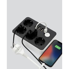 TeknoKapsül Akım Korumalı 3 USB Portlu 4’lü Priz 4.1A Hızlı Şarj