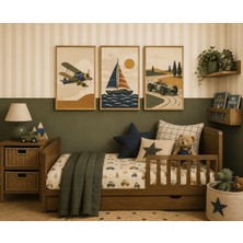 Zera Wall Mdf Tablo 3’lü Uçak, Yelkenli ve Klasik Yarış Arabası Temalı Set – Bebek ve Çocuk Odası Duvar Dekorasyonu