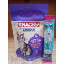 Snacky Crunch Hairball Control (Tüy Yumağı) Tavuk Etli Kedi Ödülü 60 Gr+10 Adet 15 Gram Tavuklu Kedi Ödül Krema