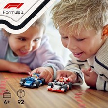 Bg Store City F1 Williams ve Haas F1 Yarış Arabaları 60464-4 Yaş ve Üzeri Çocuklar Için 2 F1 Pilotu Minifigürü Içeren Yaratıcı Oyuncak Yapım Seti, Doğum Günü Hediyesi (92 Parça)