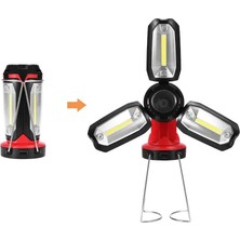 Renas Store Şarjlı Katlanabilir 3 Xcob LED + 3W LED Çok Fonksiyonlu Kamp Feneri P-8801
