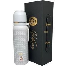 Bg Store Galatasaray 650ML Lisanslı Çift Katlı Paslanmaz Çelik Termos 8 Saat Sıcak Soğuk Kutulu (Beyaz)