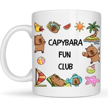 Kap Kaç Capybara Fun Club Yazılı Eğlenceli Tasarım Kupa Model 237 Sevimli Baskılı Seramik Kahve Kupası