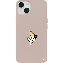 Casen iPhone 15 Pudra Lansman Renkli Silikon Cat Lover Kedi Tasarımlı Kamera Korumalı Telefon Kılıf