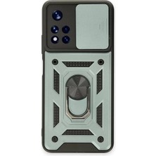 Renas Store Xiaomi Redmi Note 11T Kılıf Pars Lens Yüzüklü Silikon - Yeşil