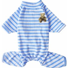Gedyco The Best Blue Striped Küçük Irk Köpek Penye Tulum Pijama