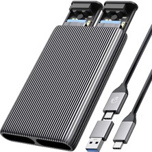 Orico AM2C3-2N Çift Bölmeli, 2x Nvme M.2 SSD Takılabilen, 10GBPS, Max. 4tb SSD Kapasiteli, Kolay KURULUM,2230/2280 Form, Type-C/type-A, Alüminyum M.2 Nvme SSD Disk Kutusu