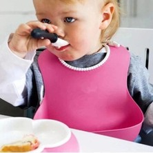Uravas Store Çocuk Bebek Mama Önlüğü Dökülme Engelleyici Bükülebilir Pembe (5047)