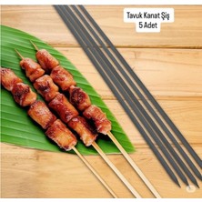 Yılmaz Nargile Tavuk Kanat Şişi 5 Adet- Yassı Silme Demir - Galvanizsiz –boy 60CM–EN 1,2 Cm-Kalınlık 2mm,piliç Şişi