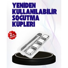Renas Store Paslanmaz Çelikten Üretilmiş Metal Buz Küpü Seti ve Buz Klipsi