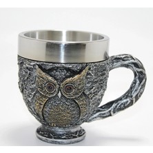 Renas Store 3D Kabartmalı Baykuş Büstü Paslanmaz Çelik Kupa Bardak ALK4482