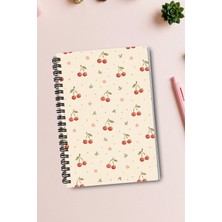 giftkonsept Minik Kiraz ve Çiçek Desenli 50 Yaprak 100 Sayfa Sprialli Defter