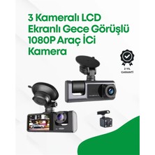 Valor 2.0” LCD Ekranlı, Döngüsel Kayıt Özellikli Üç Kameralı Oto Kamera