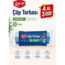 Roll-Up Orta Boy Büzgülü Çöp Poşeti 55 x 60 cm 10’lu Paket