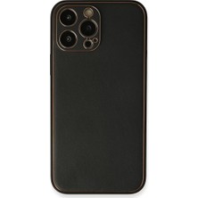 Renas Store Apple iPhone 13 Pro Max Kılıf Coco Deri Silikon Kapak - Siyah