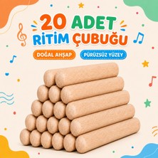 Circle Toys Doğal Ahşap Ritim Çubukları 10 Çift Çocuk Müzik ve Ritim Oyuncağı (20 Adet)