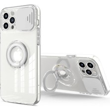 Renas Store Ally iPhone 12 Pro 6.1inç Kılıf Sürgülü Kamera Lens Korumalı Yüzük Standlı Silikon KILIF-(5775)