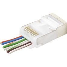 Renas Store CAT6E Ez RJ45 Metal Konnektör 100 Adet Plastik Kutu - Beyaz ND2422